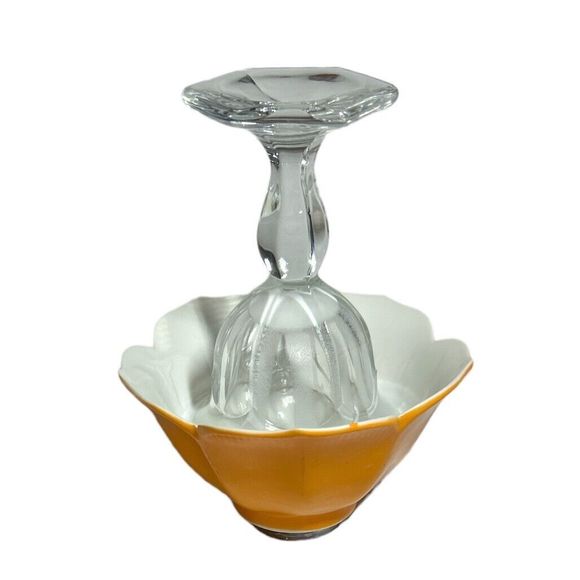Art Deco Orange Ceramic and Glass Faux Lamp Decoration with Lusterware Top - Picture 7 of 7